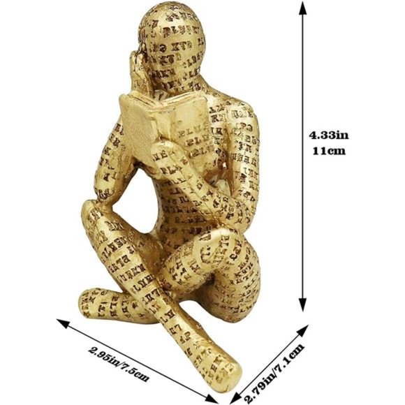 New With Tag Gold Reading Women Decor Statue Home Decoration Aesthetic Sculpture - Picture 4 of 6